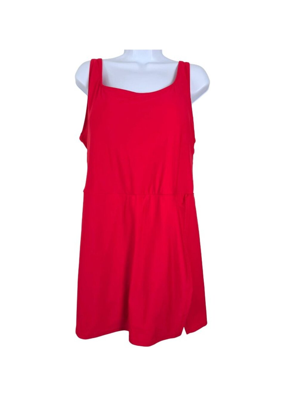 Womens 2XL Red Adjustable Strap One-Piece Swimsuit with Built-In Shorts